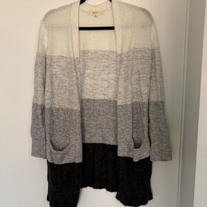 Peyton Primrose Women's Gray Gradient Open Front Sweater Small